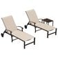 HOMLUX 3-Piece Patio Chaise Lounge Set with Wheels in Light Khaki, , large