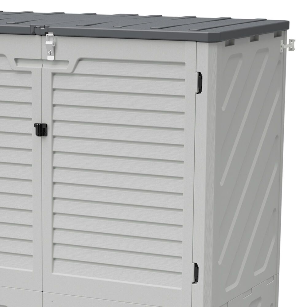 Hearth and Haven Outdoor Rust-Resistant Plastic Storage Shed with Adjustable Partition Design in White, , large