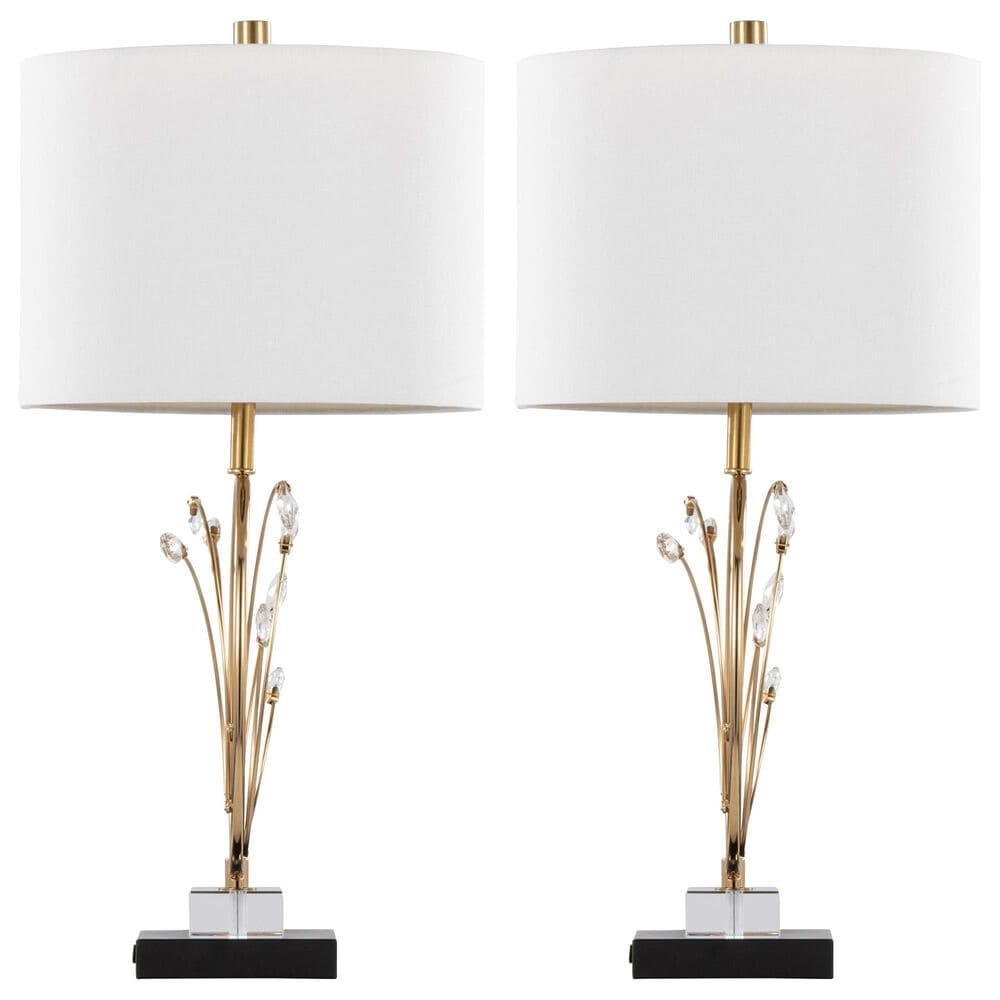 LumiSource Crystal Buds Table Lamp in Black, Clear and Gold (Set of 2), , large