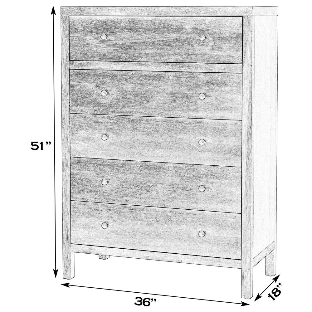 Butler Specialty Company Nora 5-Drawer Tall Dresser in Smooth White, , large