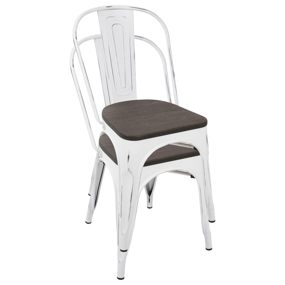 Lumisource Oregon Stackable Dining Chair in Esoressi/Vintage White &#40;Set of 2&#41;, , large