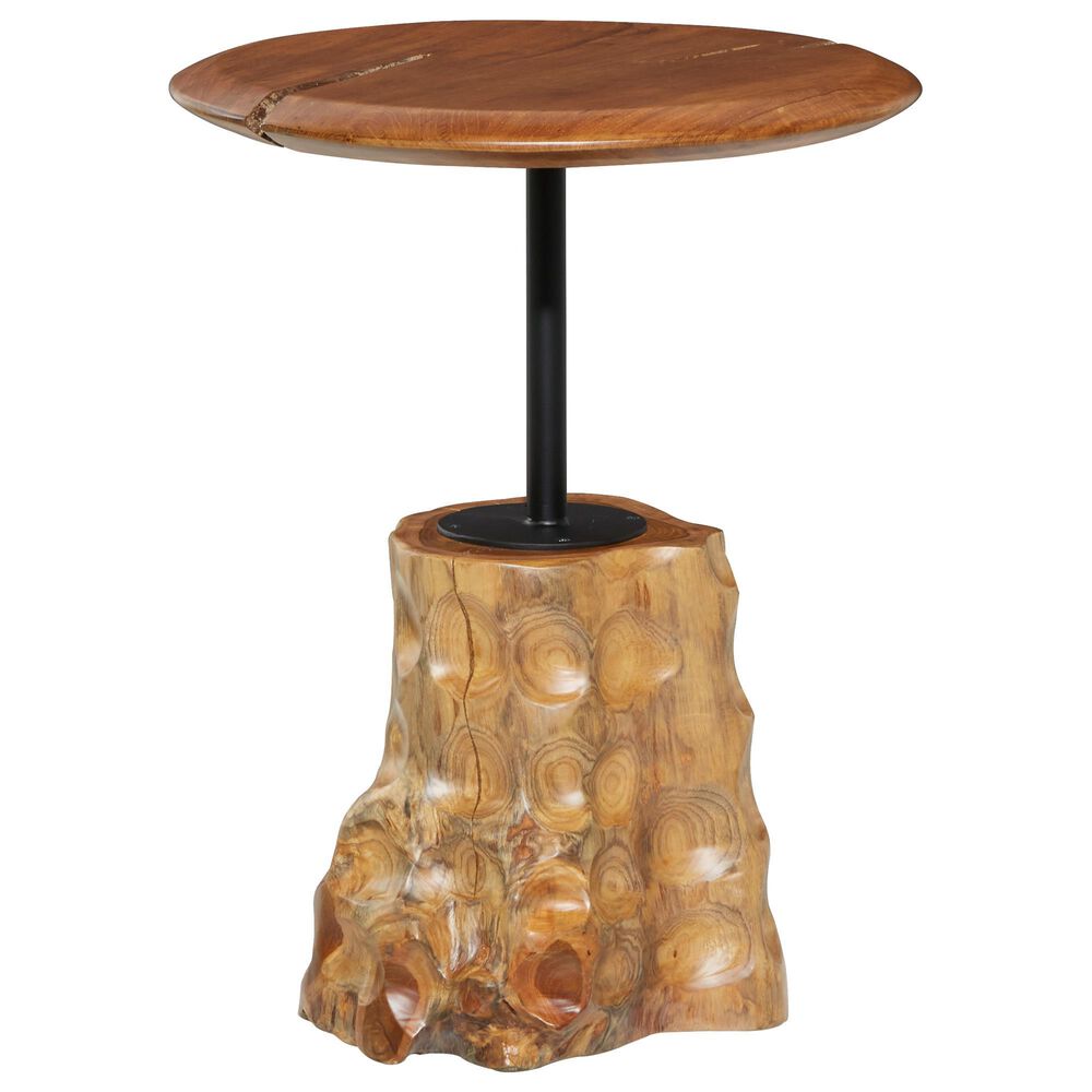 Maple and Jade Pedestal Accent Table in Natural Brown, , large