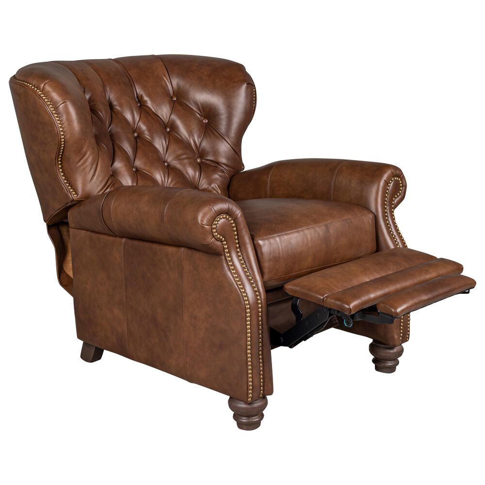 Smith Brothers Pressback Recliner with Shagbark Legs in Brown, , large