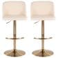 LumiSource Toriano Swivel Adjustable Bar Stool with Cream Faux Leather Upholstery in Gold (Set of 2), , large