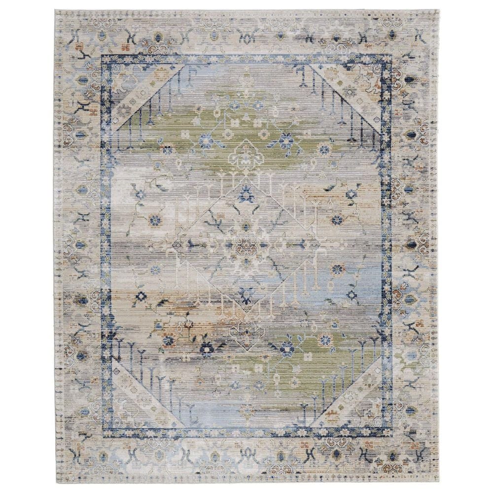 Feizy Melrose 7"10" x 10"3" Ivory and Green Area Rug, , large