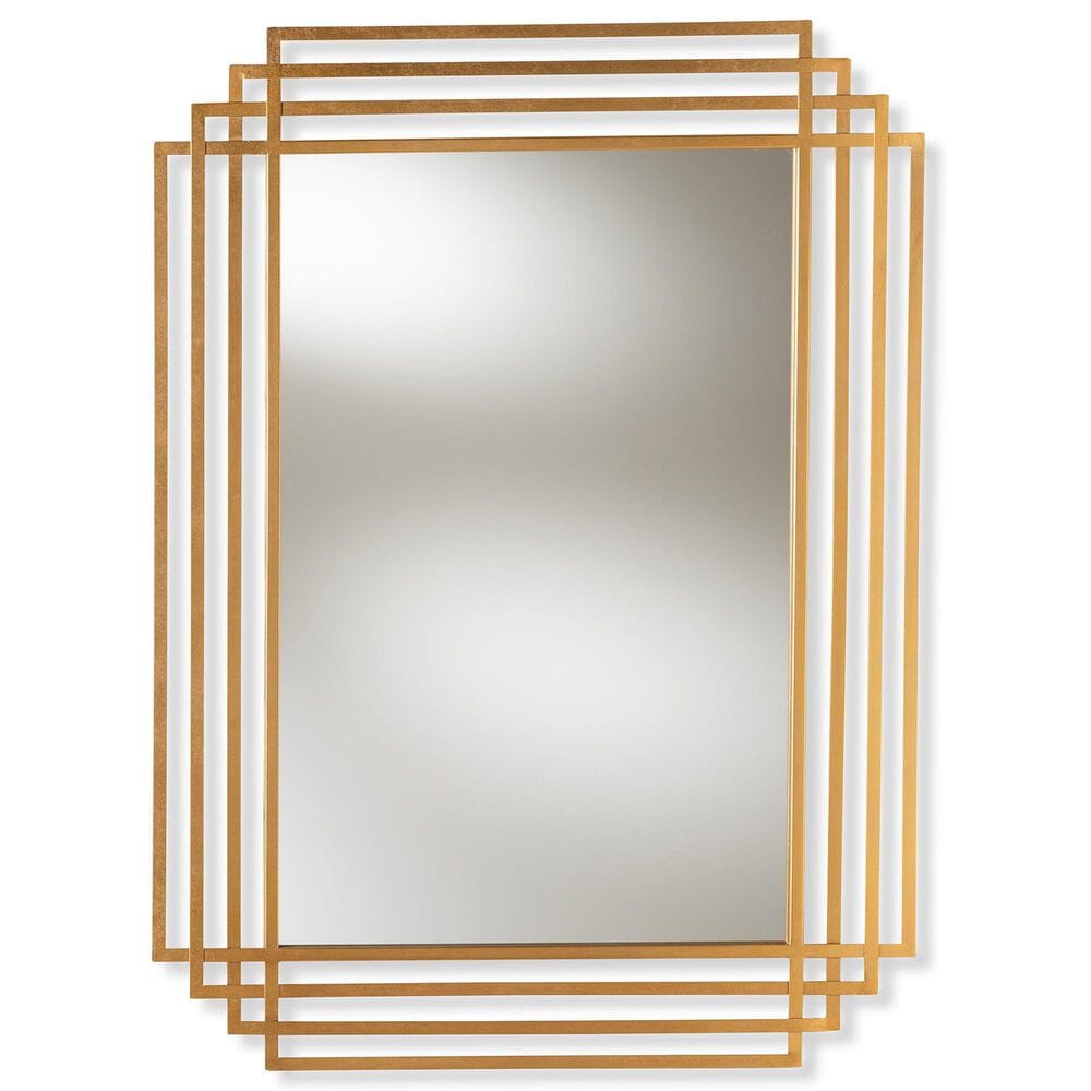 Baxton Studio Kalinda Rectangular Accent Wall Mirror in Antique Gold, , large