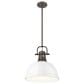 Golden Lighting Duncan 1-Light Pendant with Rod and White Shade in Rubbed Bronze, , large