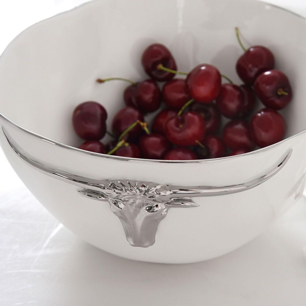 Pampa Bay Longhorns Large Bowl in White and Silver, , large