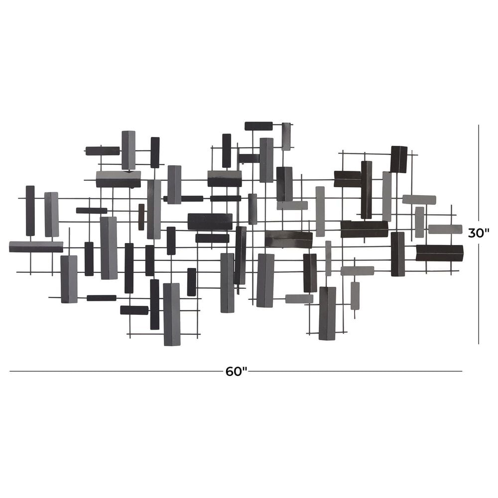 Maple and Jade 30&quot; x 60&quot; Geometric 3D Stripes Wall Decor in Matte Black, , large