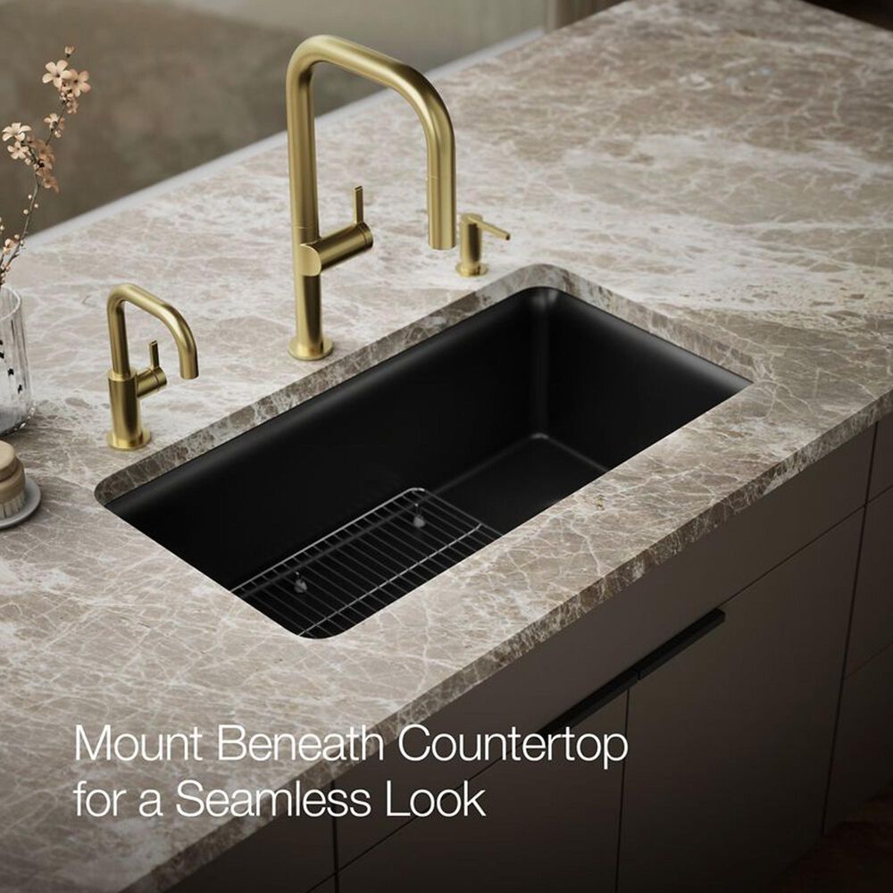 Kohler Cairn 33.5&quot; Single Bowl Sink in Matte Black, , large