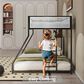 Hearth and Haven Adam Twin over Full Bunk Bed with White Mesh Guard Rail in Black, , large