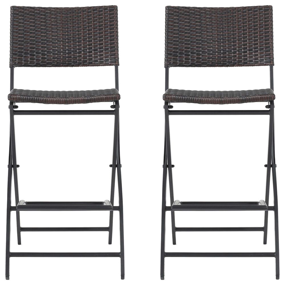 Hearth and Haven Outdoor Foldable Bar Stool in Multi-Brown &#40;Set of 2&#41;, , large