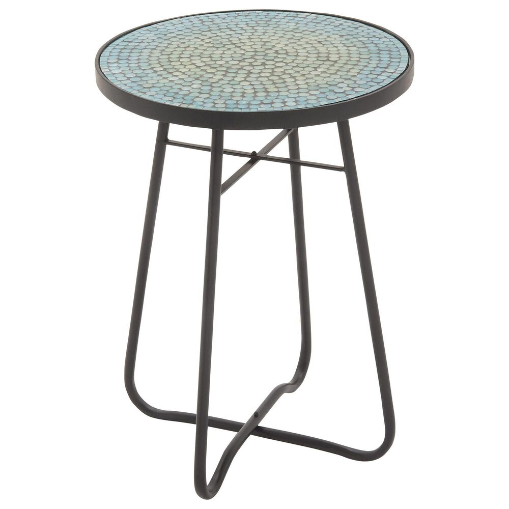 Uma Enterprises Metal Accent Table Black and Turquoise , , large