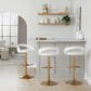 LumiSource Grotto Adjustable Bar Stool with White Velvet Upholstery in Gold (Set of 2), , large