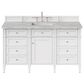 James Martin Vanities Brittany 60" Single Bathroom Vanity in Bright White with 3 cm Eternal Jasmine Pearl Silestone Top, Rectangular Sink and FreePower Wireless Charger, , large