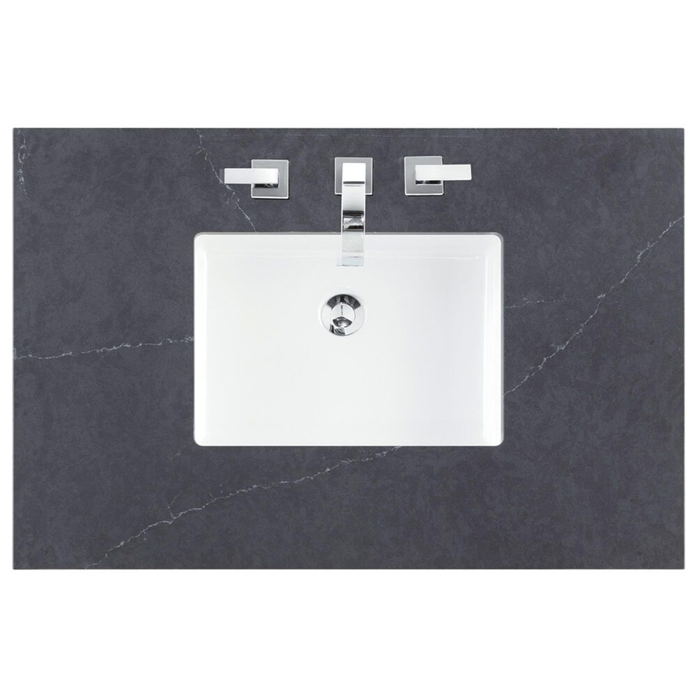 James Martin Vanities Lorelai 36&quot; Single Vanity in Mid-Century Walnut with 3 cm Charcoal Soapstone Quartz Top, , large