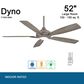 Minka-Aire Dyno 52" Ceiling Fan with Savannah Gray Blades in Brushed Nickel, , large