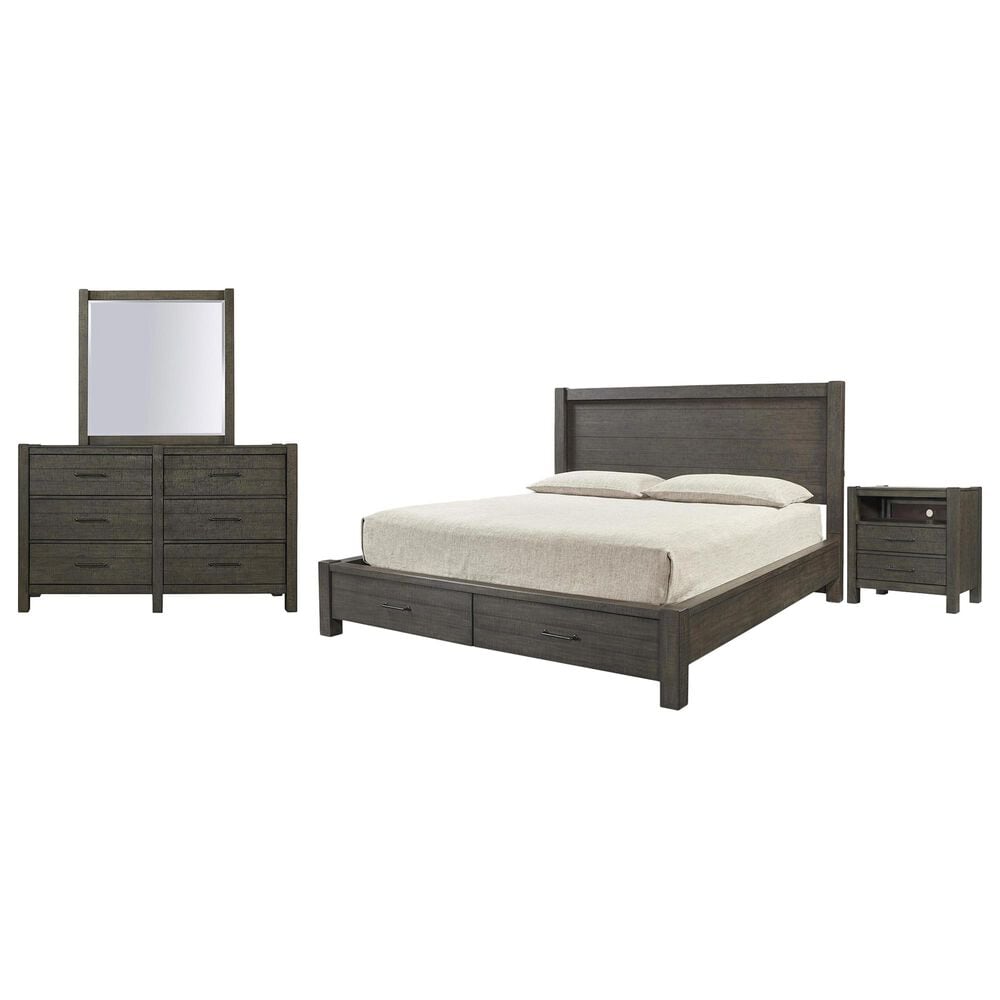 Riva Ridge Mill Creek 4 Piece California King Storage Bed Set with 2-Drawer Nightstand in Carob, , large