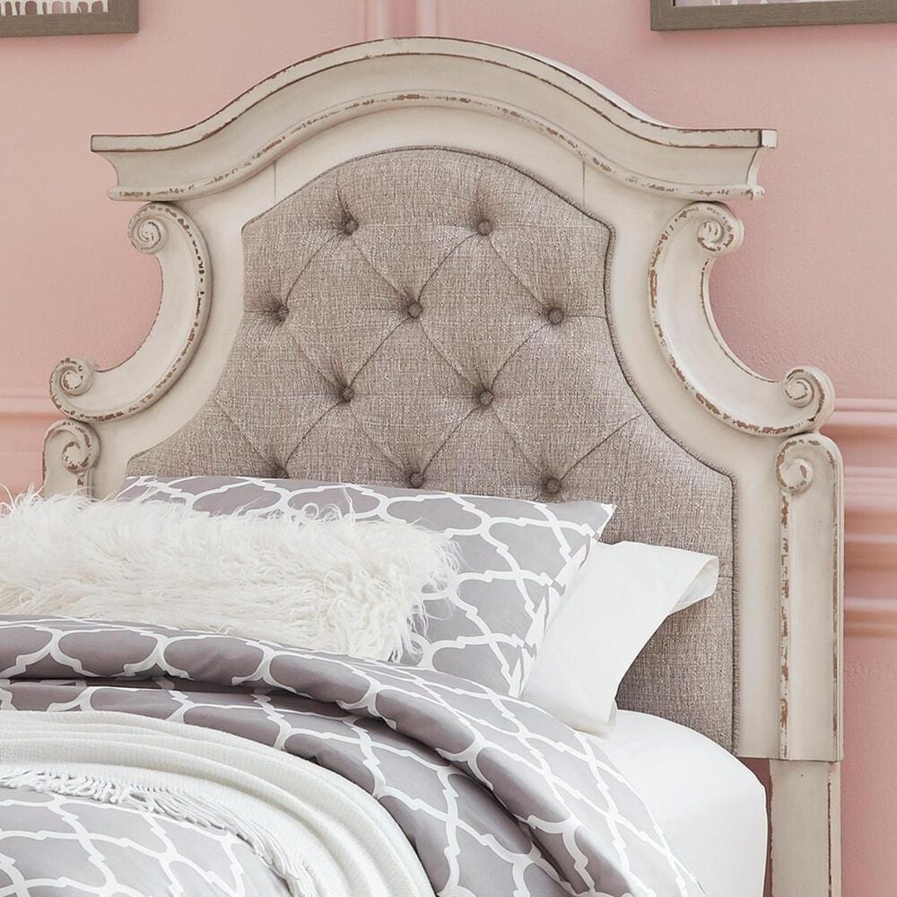 Ashley Realyn Full Upholstered Panel Headboard in Chipped White, , large
