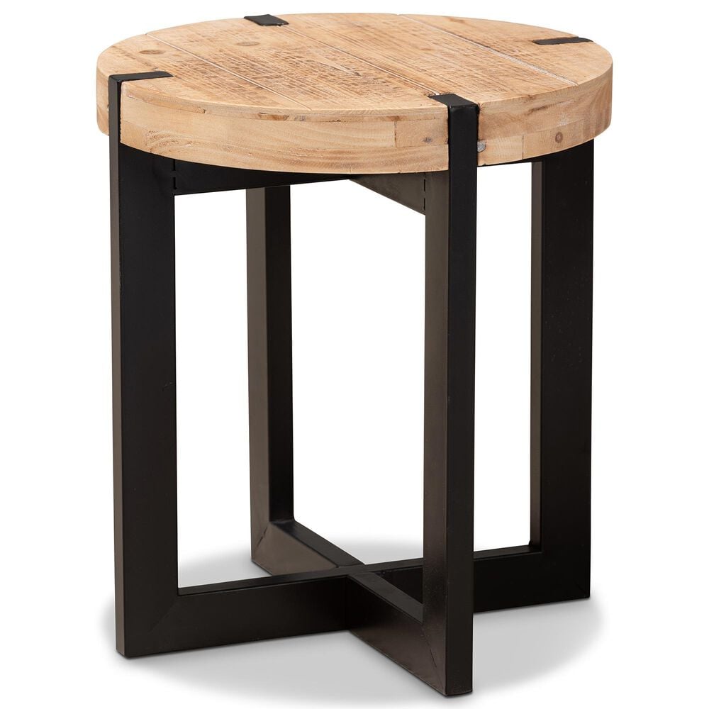 Baxton Studio Horace End Table in Natural Brown and Black, , large