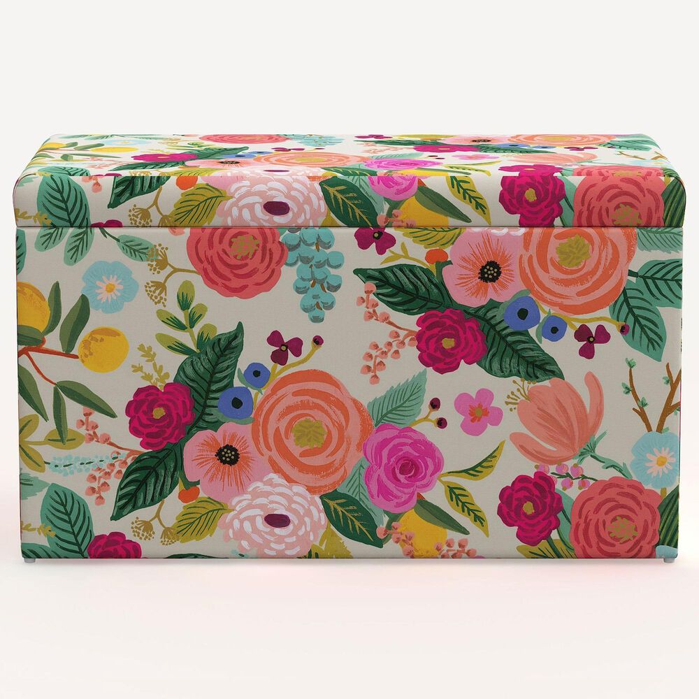 Rifle Paper Co Crafted by Cloth &amp; Company Willie Storage Bench in Garden Party, , large