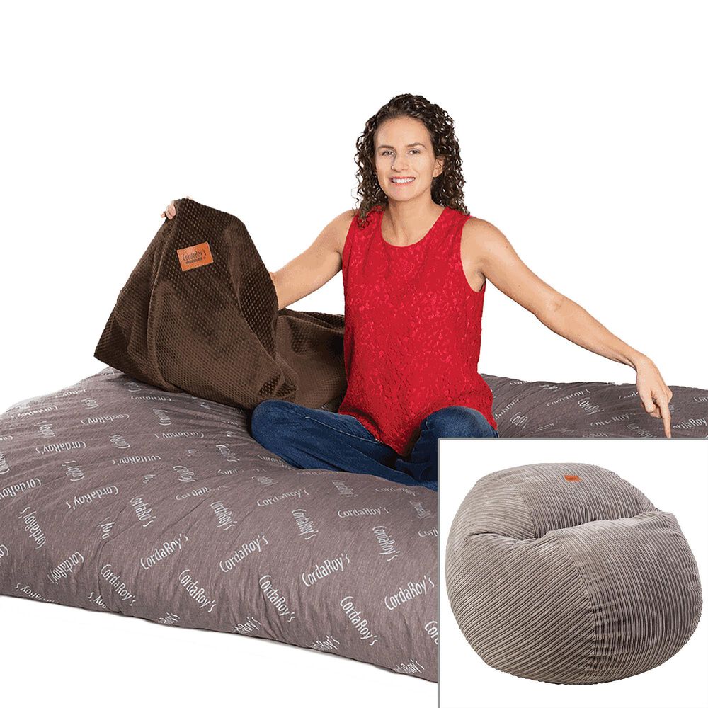 37B Convertible Bean Bag Chair with Queen Bed in Grey, , large