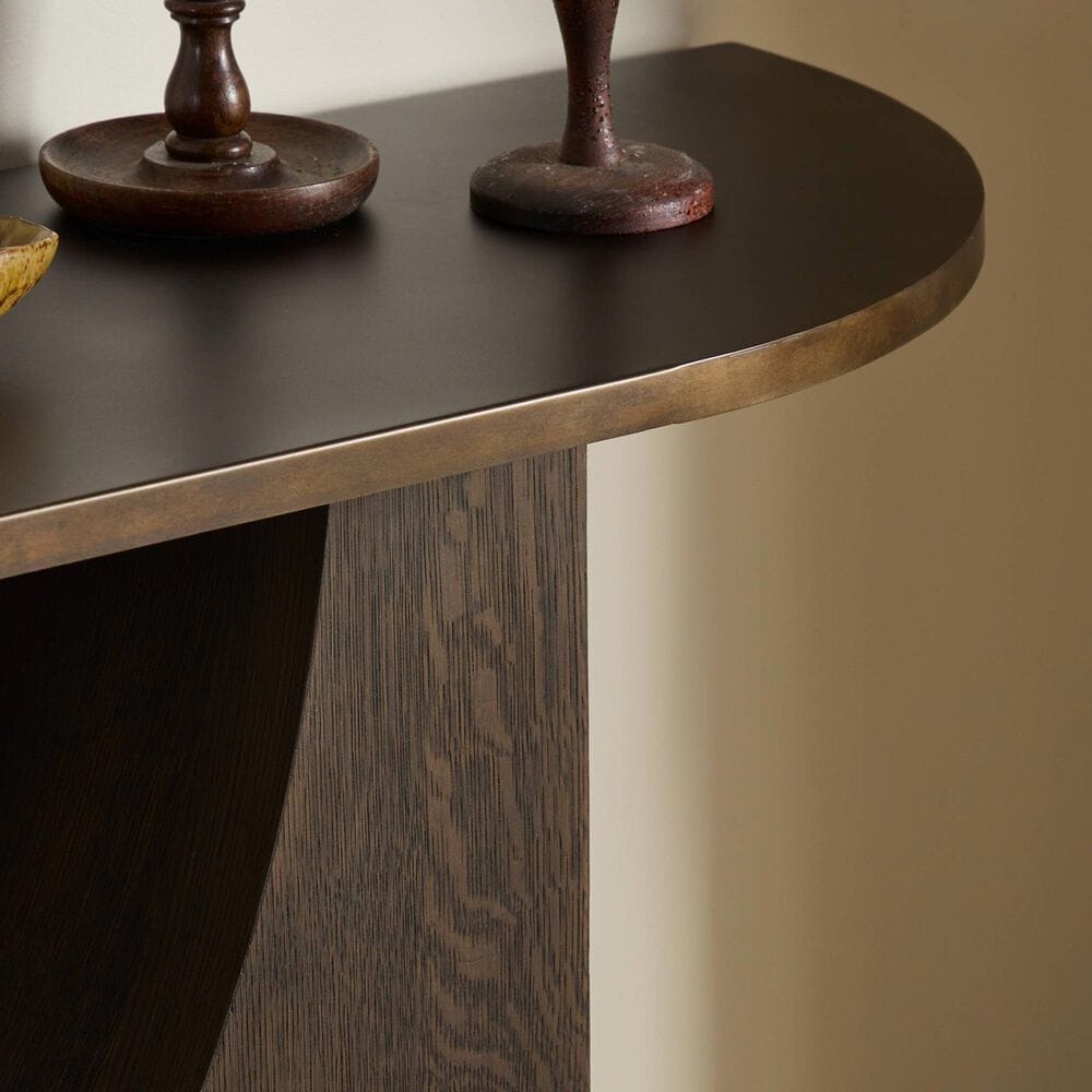 Four Hands Maly Console Table in Coffee Iron and Espresso Oak Veneer, , large
