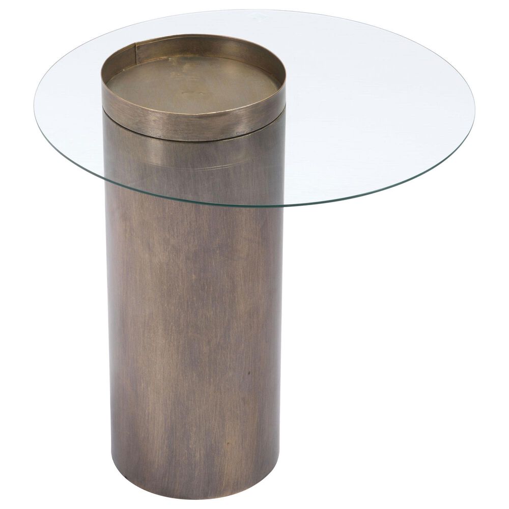 Zuo Modern Emi End Table in Antique Gold and Glass, , large