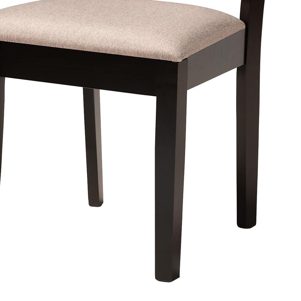 Baxton Studio Peter Side Chair with Sand Cushion in Dark Brown (Set of 4), , large