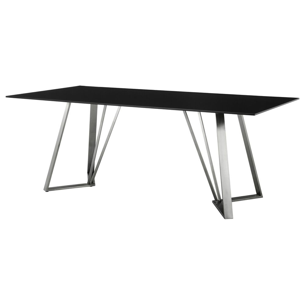 Blue River Cressida/Portia 7-Piece Dining Set in Black and Brushed Stainless Steel, , large