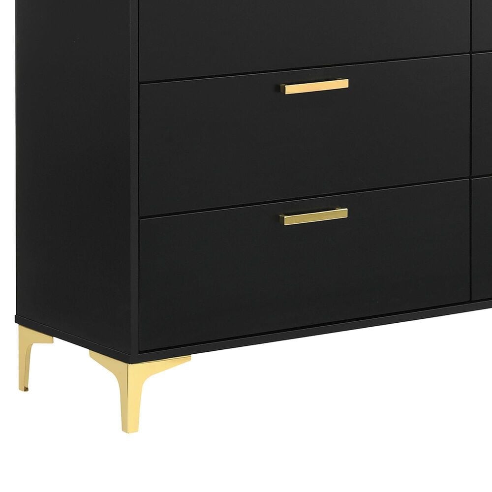 Pacific Landing Kendall 6-Drawer Dresser in Black and Gold, , large
