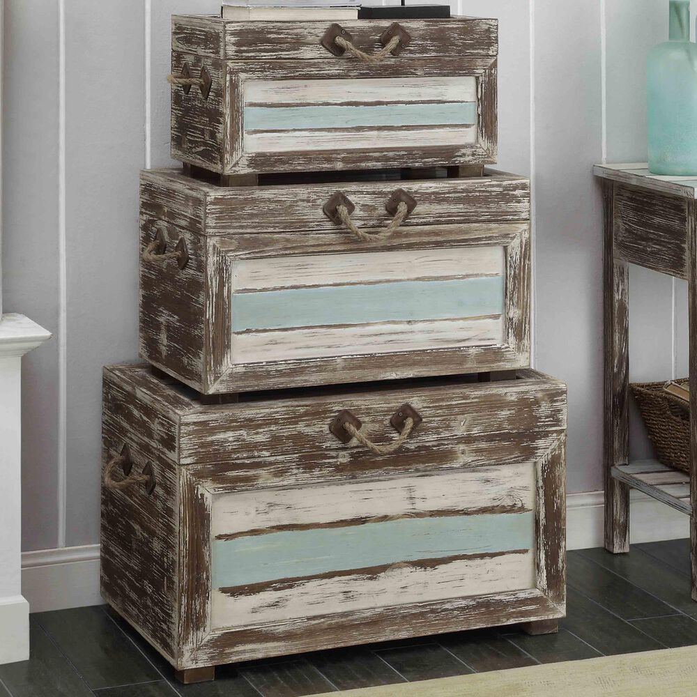 Shell Island Furniture 3-Piece Nesting Trunks in Islander Multicolor, , large