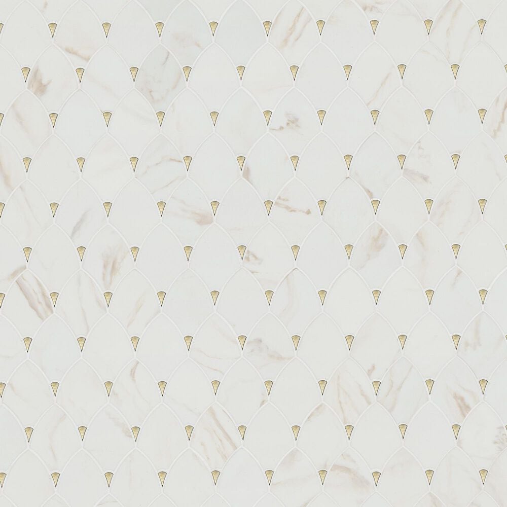 MS International Citadel Gold Trident 11&quot; x 12&quot; Glass Mosaic Sheet, , large