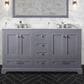 Lexora Home Dukes 60" Double Bathroom Vanity in Dark Grey with White Carrara Marble Top and Rectangular Sinks, , large