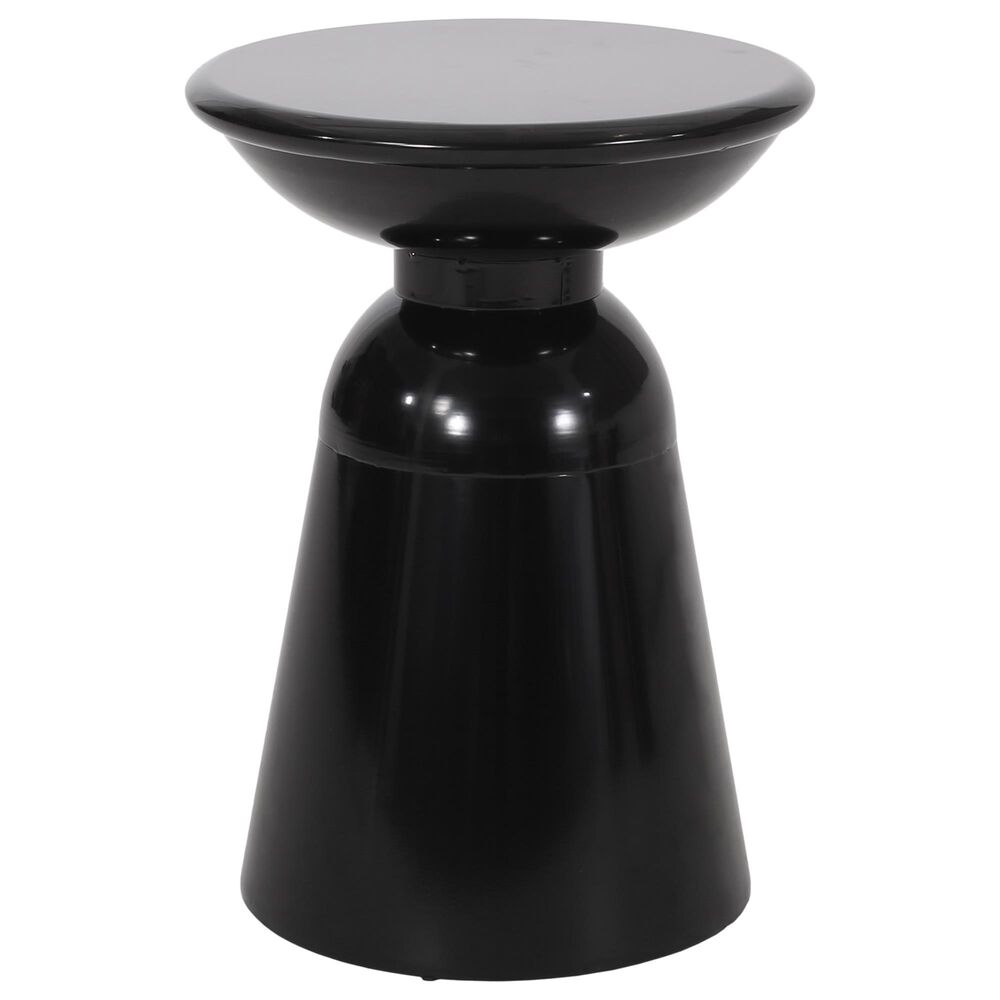 Hearth and Haven Large Patio End Table with Circular Design in Black, , large