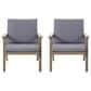 Hearth and Haven Outdoor Acacia Wood Chairs with Open Slatted Backrest and Water-Resistant Cushions in Dark Gray (Set of 2), , large