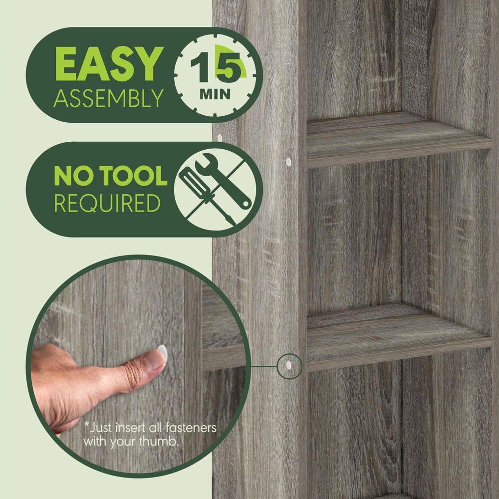 HOMLUX 3-Tier Open Shelf Bookcase in French Oak, , large