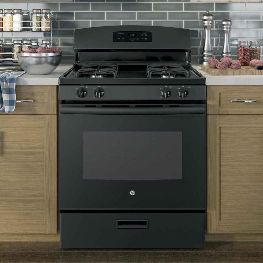GE Appliances 4.8 Cu. Ft. Freestanding Gas Range in Black, , large