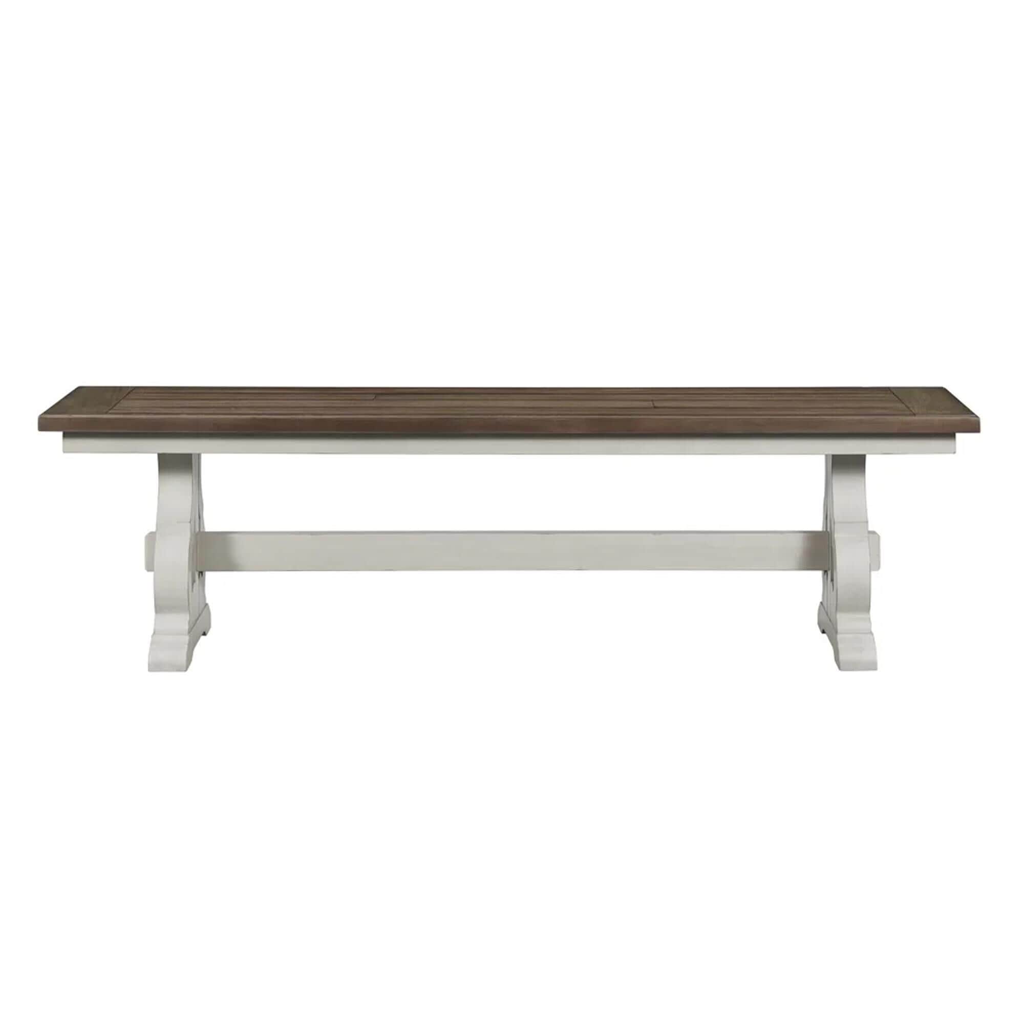 Hawthorne Furniture Drake Dining Bench in Rustic White and French