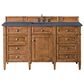 James Martin Vanities Brittany 60" Single Bathroom Vanity in Saddle Brown with 3 cm Charcoal Soapstone Quartz Top and Rectangular Sink, , large
