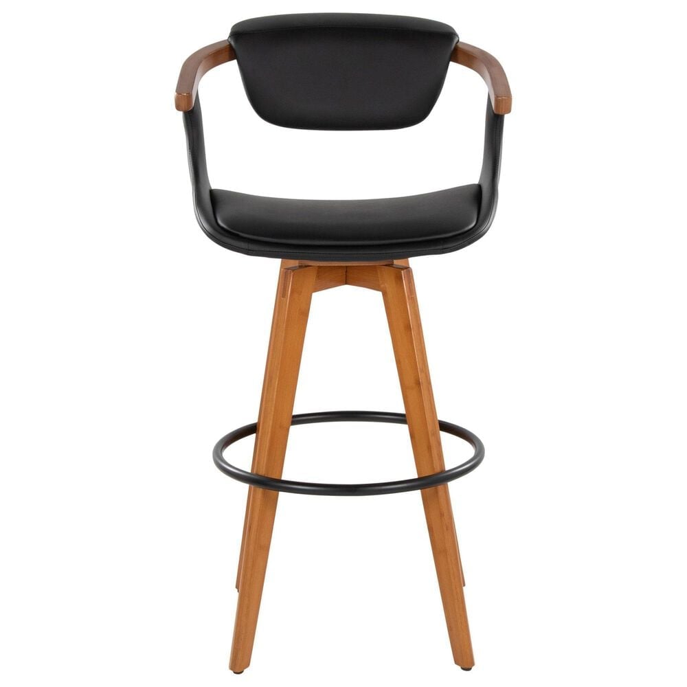 Lumisource Oracle Swivel Barstool with Black Cushion in Walnut and Black, , large