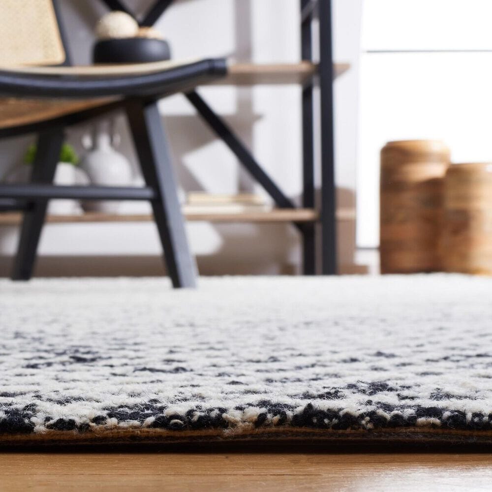 Safavieh Micro-Loop 5&#39; Square Black and Ivory Area Rug, , large