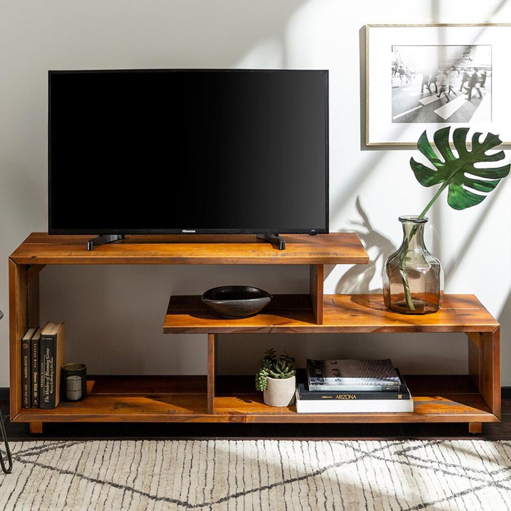 Walker Edison 60&quot; Rustic Solid Wood TV Console in Amber, , large