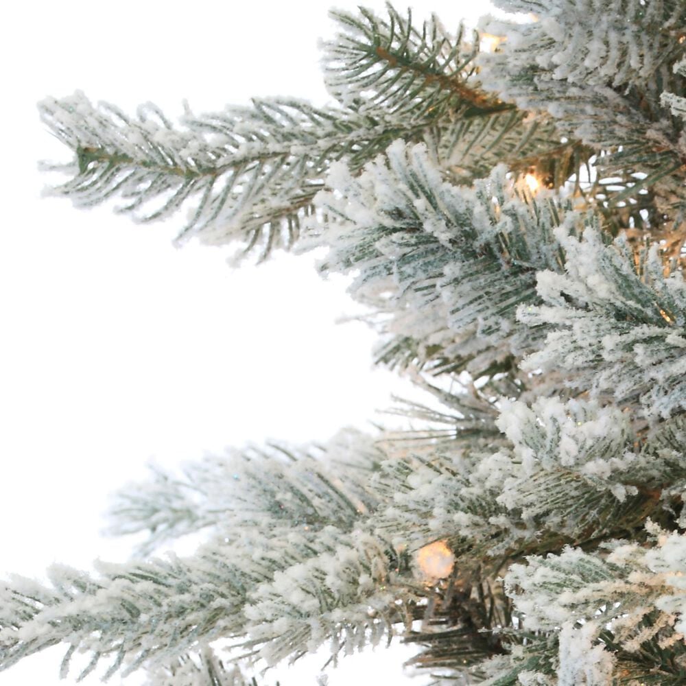 The Gerson Company 7.5&#39; Narrow Spruce Pre-Lit Artificial Christmas Tree in Green, , large