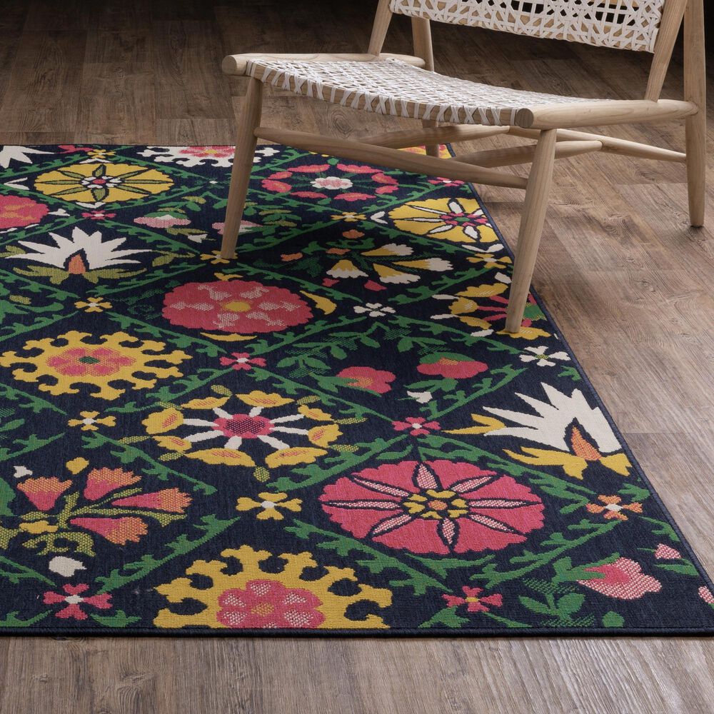 Oriental Weavers Havana HAV09 Navy and Multicolor 1'10" x 7'3" Indoor/Outdoor Runner, , large