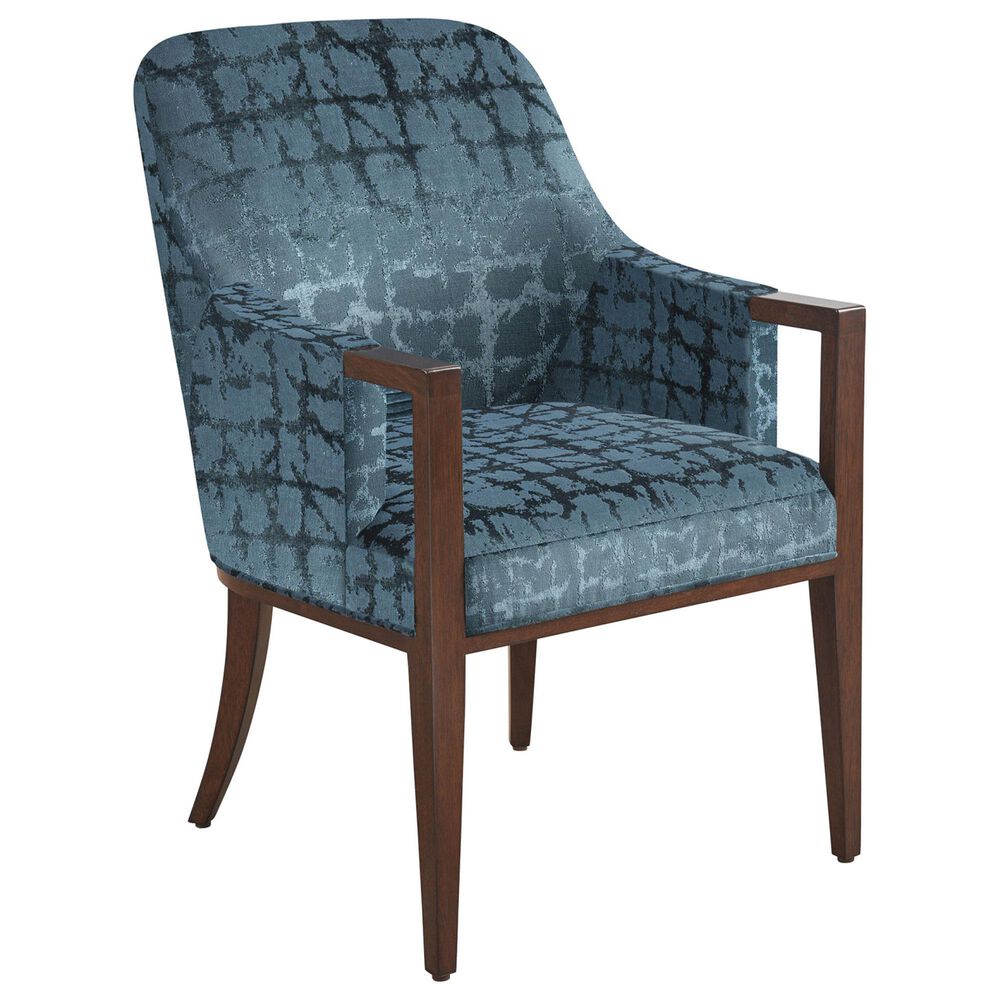 Lexington Furniture Rendezvous Lambeth Dining Arm Chair in Chester Finish and Blue Upholstery, , large