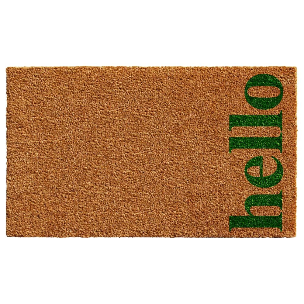 Callaway Vertical Hello 2" x 3" Natural and Green Door Mat, , large