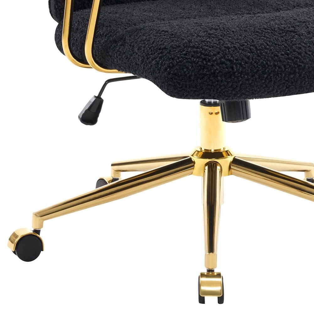 Rta Products Llc Elegant Textured Boucle Office Chair with Padded Arms in Black, , large