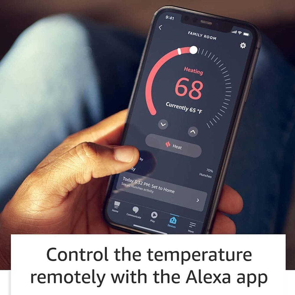 Amazon Smart Programmable Thermostat with Alexa in White, , large