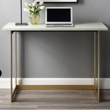 Walker Edison 42" Computer Desk in White and Gold, , large